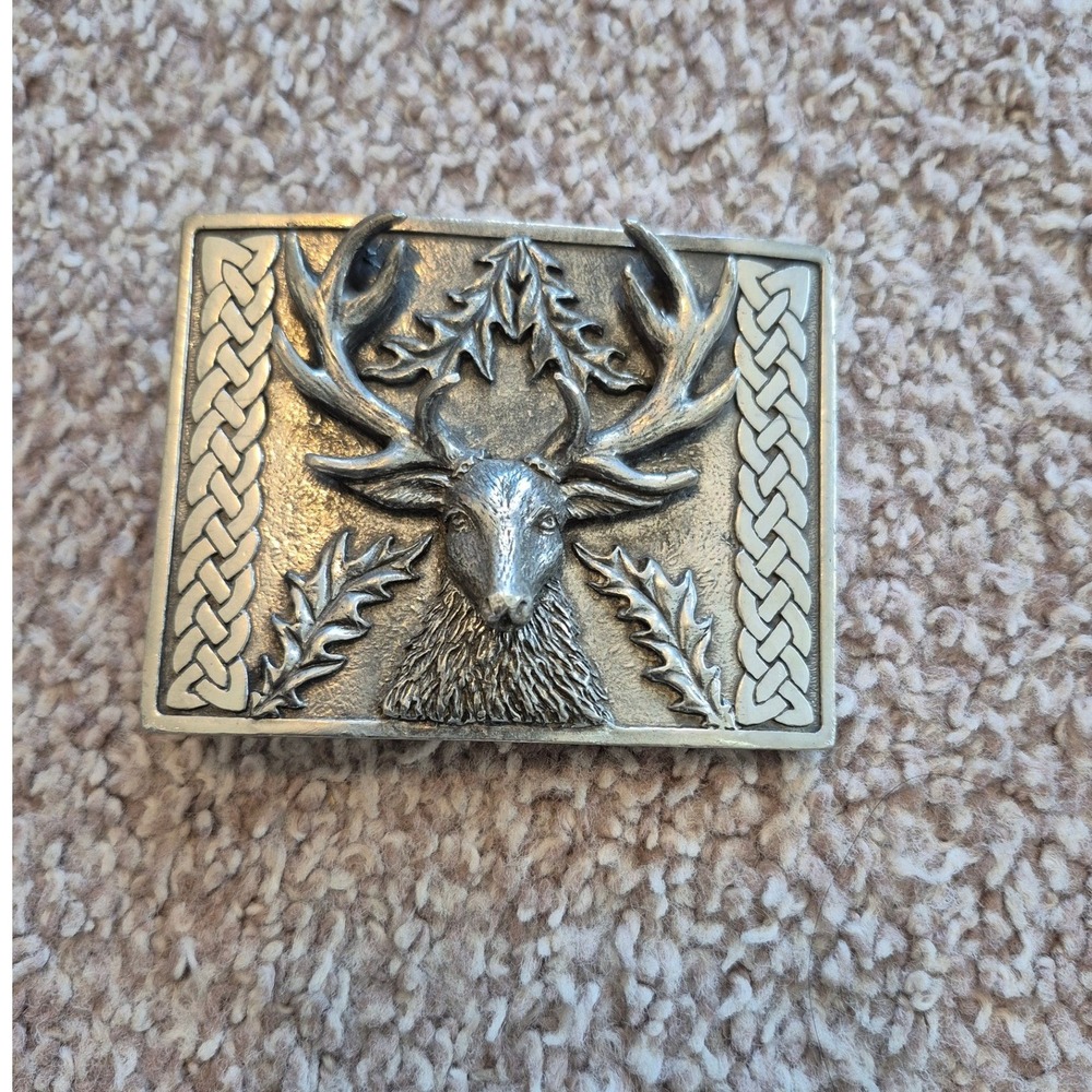 Dalman and Narborough 2009 Stag Head Belt Buckle‎ Celtic Knot Pewter Tone Men's